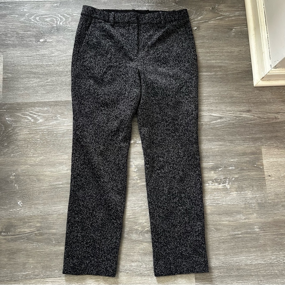 Theory Wool Blend Black Tweed Cropped/Ankle Dress Work Pants Size 0 EUC